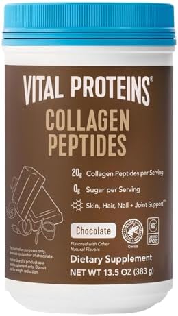 Vital Proteins Grass Fed Collagen Peptides Powder, Promotes Hair, Nail, Skin, Bone and Joint Health - Hydrolyzed Collagen - Chocolate, 13.5 oz, Pack of 1