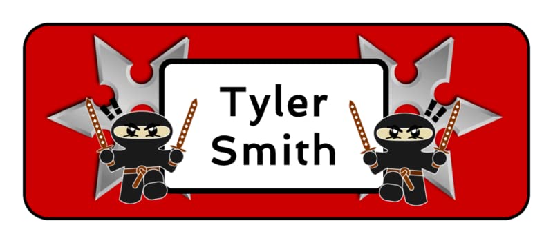 60 Ninja school supply labels, name tags, stickers, personalized
