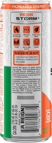REIGN Storm, Tropical, Fitness & Wellness Energy Drink, 12 Fl Oz (Pack of 12)
