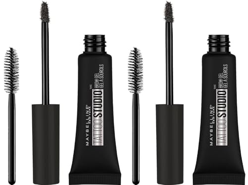 Maybelline TattooStudio Waterproof Eyebrow Gel Makeup, 264 BLACK, Pack of 2