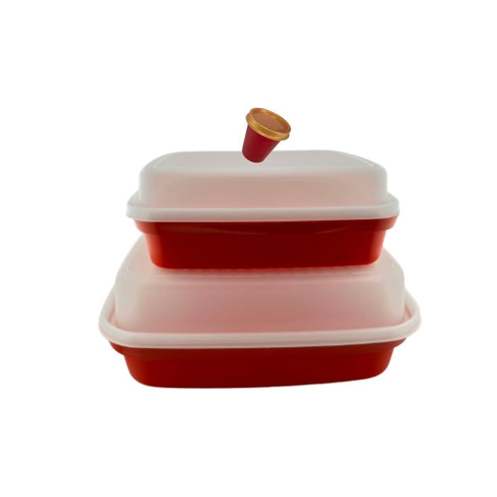 Tupperware Large and Small Junior Jr Season Serve with Glitter Midget Red