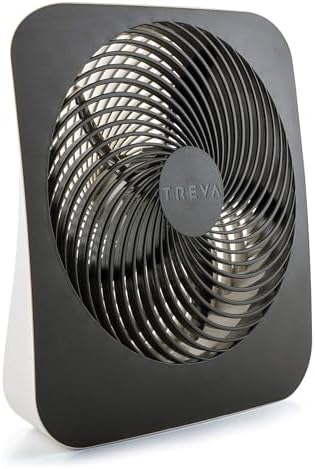 Treva 10-Inch Portable Fan, Powered by Battery and/or AC Adapter - Desk Fan Air Circulating with 2 Cooling Speeds for Personal and Travel Use (Black)