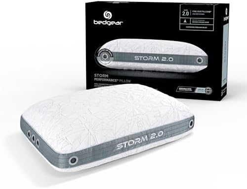 Bedgear Storm Performance Pillow – 2.0 - Cooling Bed Pillow for Hot Sleepers - Medium Firmness Pillow for All Sleep Positions, Washable & Removable Cover - 20" W x 26" L x 5.75" H