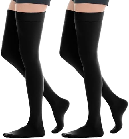 20-30mmHg Compression Stockings, Thigh High Compression Stocking for Women & Men, Medical Compression Socks with Silicone Dot Band-Best Support for Pregnant Varicose Veins