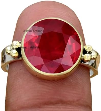 Radiant Sophistication: 10MM Round Gemstone Pure Solid 925 Sterling Silver Ring with Two-Color Elegance, Mother's Day Gift for Women