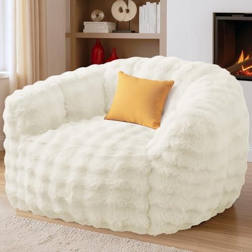 KINGYES Giant Bean Bag Chair, Oversized Bean Bag Couch for Adults, Beige(Pillow not Included)