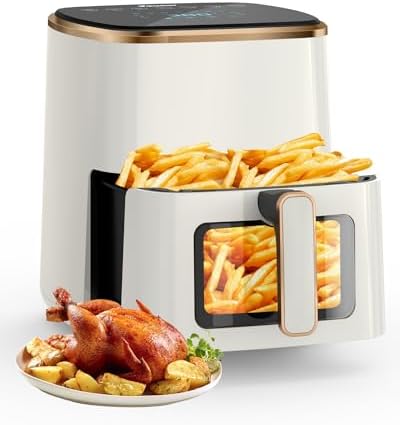 VEWIOR Air Fryer, 5.3Qt Airfryer with Viewing Window, 7 Custom Presets Large Oven with Smart Digital Touchscreen,Non-stick and Dishwasher-Safe Basket