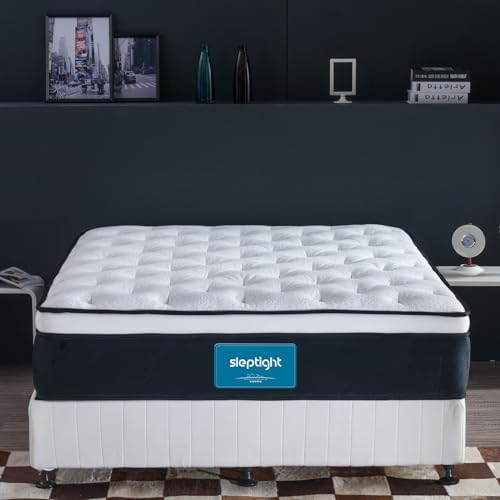 Twin Size Pillow Top Mattress, 12 Inch Hybrid Memory Foam Pocket Spring Mattress for Medium Firm Support