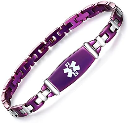Fashion Lady Stainless steel Medical Alert id Bracelets with Free Engraving