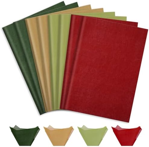 JarThenaAMCS 96 Sheets Christmas Tissue Paper Green Brown Red Wrapping Paper for Winter Xmas Home Party DIY Crafts Supplies, 14 x 20 Inch