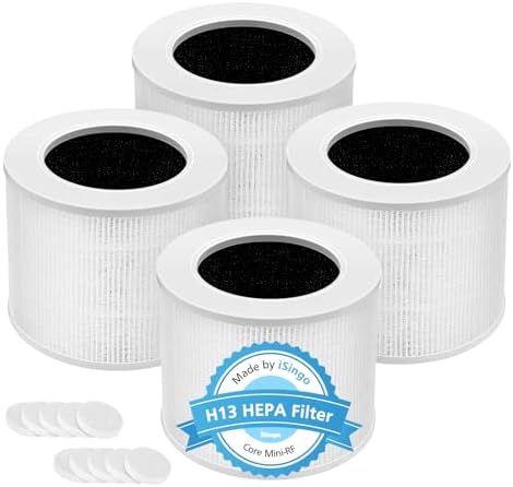 4 Pack Core Mini H13 True HEPA Replacement Filter for LEVOIT Core Mini Air Purifiers, 3-in-1 Core Mini-RF Filter Replacement