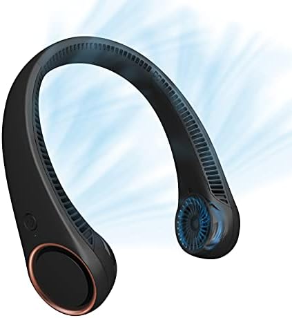 CIVPOWER Neck Fan: Portable Personal Neck Cooling Rechargeable Bladeless Fan - Hands Free 3 Speed 4000 mAh Battery USB Operated Wearable Headphone Design - for Men Women Outdoor Indoor (Black)