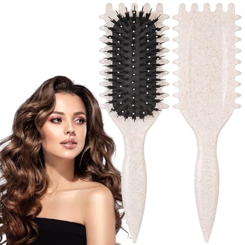 Curl Defining Brush, Curl Hair Brush, Curl Define Styling Brush, Reduce Pulling (Beige)