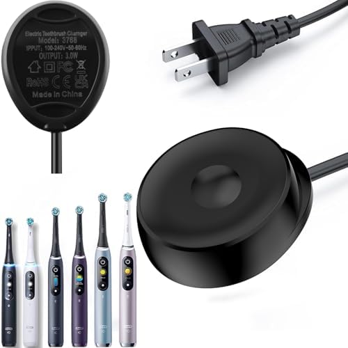 Electric Toothbrush Charger for Braun Oral B IO7 IO8 IO9, Replacement Magnetic 3768 Charger 100V-240V for IO Series 7 8 9, IP67 1.22m Portable for Travel