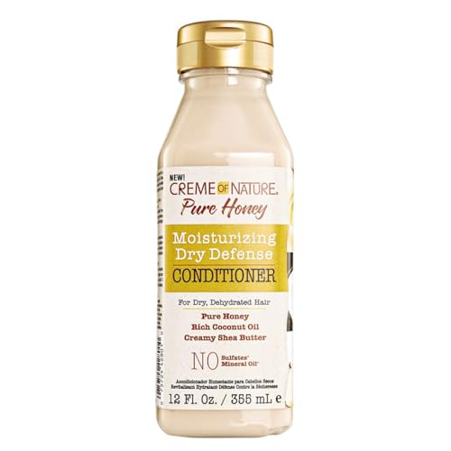 Coconut Oil & Shea Butter Conditioner by Creme of Nature,Dry Defense for Damaged Hair, Formula with Pure Honey, 12.07 Fl Oz