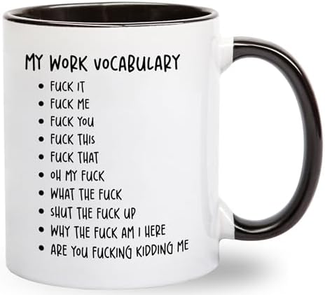 My Work Vocabulary Coffee Mug - Funny Coworker Birthday Gift Idea for Him or Her – Present for Boss Employer Bestfriend - Sarcastic Gag Going Away Farewell for Men Women - 11 oz Cup Novelty Drinkware