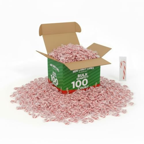 Red and White Peppermint Flavor Mini Candy Canes | Christmas Holiday Candy (1-100 Count)