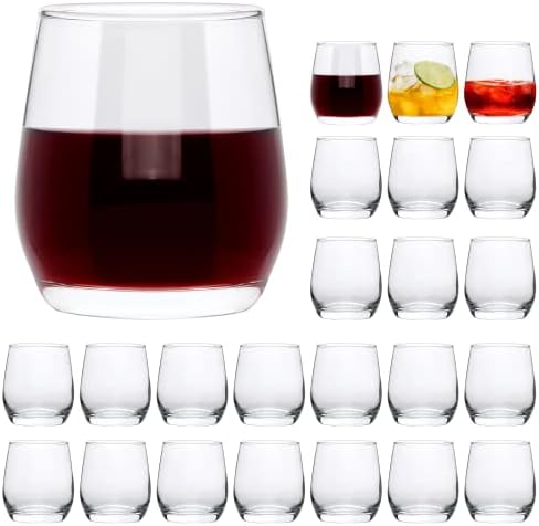 Wine Glasses,12oz Stemless Wine Glass,for Red or White Wine,High-end Banquet, Party, Bar, Wedding, Gift (24 pcs)