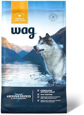 Amazon Brand - Wag Dry Dog Food Grain-Free Chicken & Lentil Recipe, High Protein (4 lb bag)