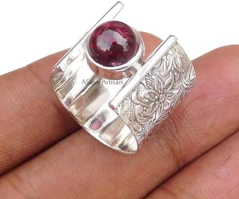 Timeless Elegance: 7MM Round Gemstone Pure 925 Sterling Silver Gift Floral Engraved Ring for Every Occasion