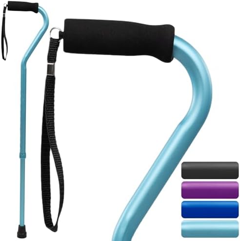 Vive Offset Walking Cane with Comfort-Foam Handle - for Women, Men, Seniors - Lightweight & Adjustable Single Point Walking Stick with a Non-Slip Tip for Stability, Balance, & Support