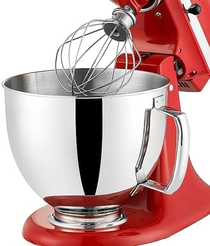 5 QT Food-Grade 304 Stainless Steel Mixer Bowl Fit for KitchenAid Artisan&Classic Series 4.5-5 Quart, REPLACEMENT Mixing Bowl with Handle for Kitchen Aid Stand Mixers Accessories and Attachments