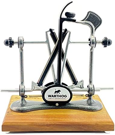 Warthog V-Sharp Elite Knife Sharpeners with Deluxe Wooden Base, 325 Grit Diamond Rods with Adjustable Angles, Professional Knife Sharpener System, Metal Frame Construction, Gunmetal Grey