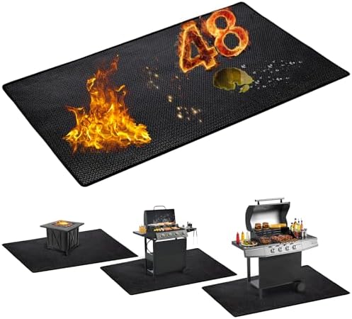 48 x 36 inch Under Grill Mats for Outdoor Grill-Double-Sided Fireproof Grill Mats for Outdoor Grill Deck and Grass Protector-Waterproof & Oil Proof- Easy to Clean Fire Pit Mat, Fireplace Mat