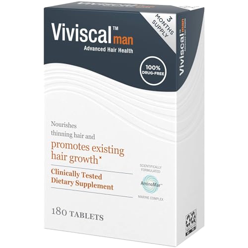 Viviscal Men's Hair Growth Supplements for Thicker, Fuller Hair Clinically Proven with Proprietary Collagen Complex 180 Tablets - 3 Month Supply
