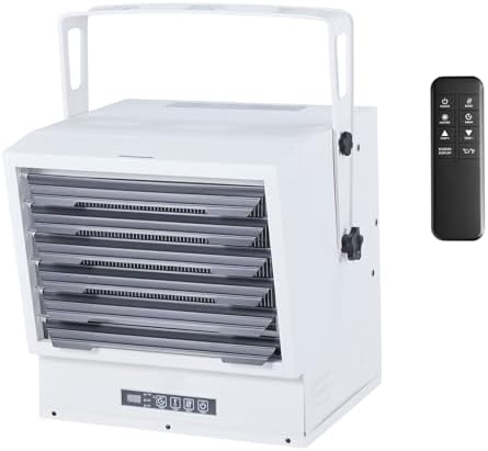 VEVOR Electric Garage Heater, 10000-Watt with Remote Control & 10 Hour Timer & Overheat Protection Wall/Ceiling Mounted Shop Heater, Commercial Fan-forced for Indoor Workshop Warehouse,240V White
