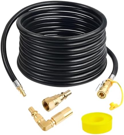Iococee Upgraded 24FT RV Quick Connect Propane Hose for RV to Grill, Low Pressure Quick Connect Propane Hose with Elbow Adapter for 17" and 22" Blackstone Griddles/Grills