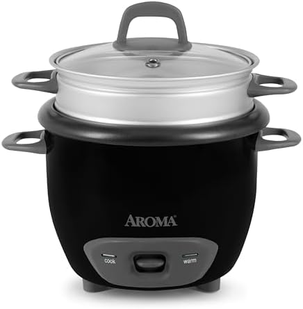 Aroma Housewares 6-Cup (Cooked) Pot-Style Rice Cooker and Food Steamer, Black ARC-743-1NGB