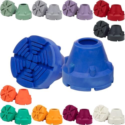 BLUE Crutch Tips & Cane Tip (Pair of 2) – 1 Size Fits All 3/4" 7/8” Inch - Extreme Grip Heavy Duty Universal Sizing Crutches Shafts Longest Lasting High Performance Rubber Non-Slip