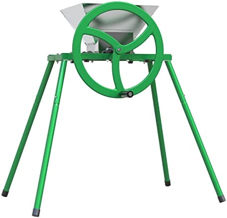 EJWOX 7L Stainless Steel Manual Fruit Crusher with Flywheel & Stand – Hand-Crank Apple & Pear Grinder for Cider & Juice Making