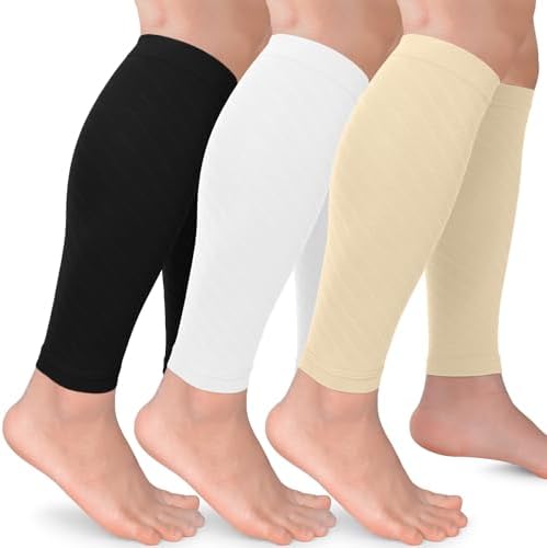 3 Pairs Calf Compression Sleeves for Women Men, Leg Compression Sleeve Calf Brace for Support Running Shin Splints