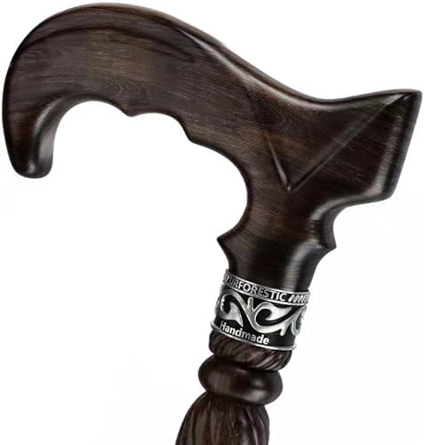 URFORESTIC Handmade Wooden Walking Cane,Solid Wooden Cane for Men and Women, Ergonomic Walking Stick for Senior, Elderly,36 Inch Height(Dark Brown)