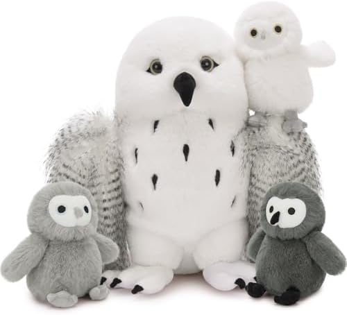 4Pcs Owl Plush Set, Giant Mother Owl Stuffed Animal with 3 Baby Owls Inside, 18" Cute Stuffed Owl for Girls Boys Kids, Soft Owl Plushie Gift for Christmas Birthday Baby Shower