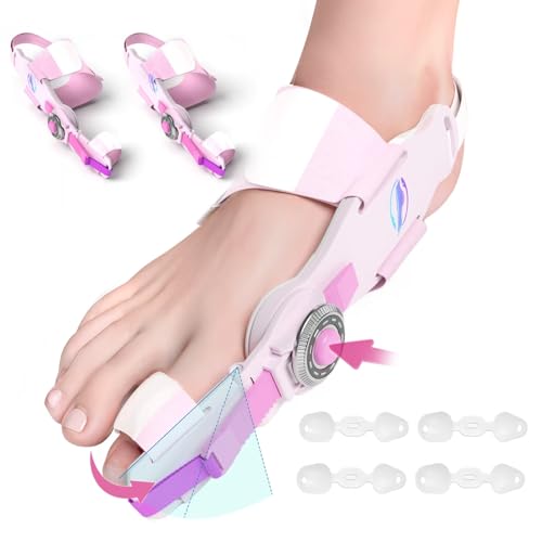 Bunion Corrector for Men & Women, Orthopedic Bunion Splint with Toe Separator Adjustable Toe Straightener Suitable for Right/Left Feet Hallux Valgus Relief (Pink 2Pcs)
