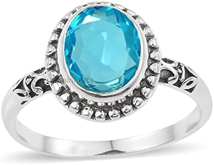 925 Sterling Silver Ring for Womens, Oval Gemstone Unique Handcrafted Ring