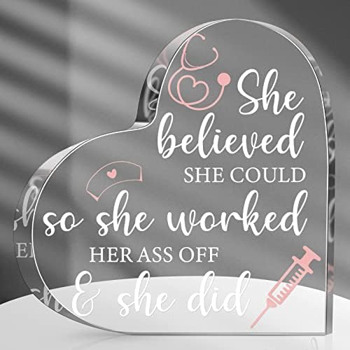 Yulejo Nurse Gifts for RN Christmas Women Gifts Nurses Week Decor Appreciation Gift Crystal Table Centerpieces Keepsakes Paperweight for Doctor School Decor