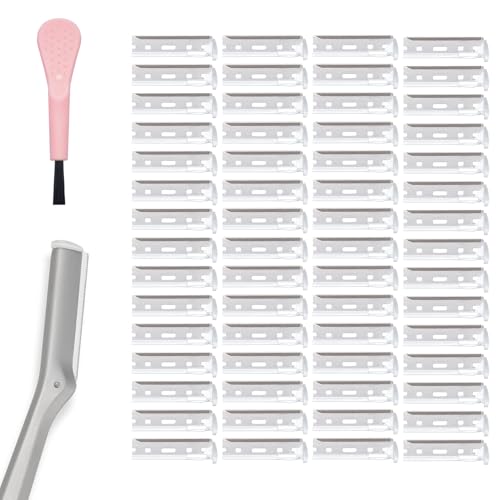 Facial Razor Replacement Blades Be suitable for Tweezerman Stainless steel blade,Including one cleaning brush. 60 Count (Pack of 1)