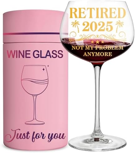 Retirement Gifts for Women - Womens Retirement Gifts 2025 - Retired 2025 Not My Problem Anymore - Retired Wine Glass for Women - Leaving, Farewell, Goodbye Gifts For Coworkers Colleague Boss