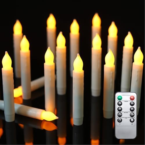 Flameless Candles with Remote, Battery Operated Candlesticks, Led Taper Candles with Timer, Flickering Electric Candleslights for Home Party Christmas Decor H: 6 inches 12 Packs