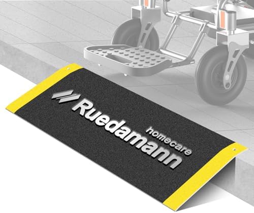 Ruedamann Threshold Ramp for Doorways, 32" W x 12" L, Anti-Slip Wheelchair Ramps for Home Steps, Sturdy Aluminum Handicap Ramps for Wheelchair, Scooter, Strollers, Cart, Walkers, Pets