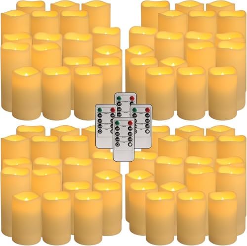 72 Pack Flameless LED Candles with Remote & Timer - Waterproof Battery Operated Candles, Realistic Flickering for Wedding, Christmas, Halloween, Home Decor & Special Occasions