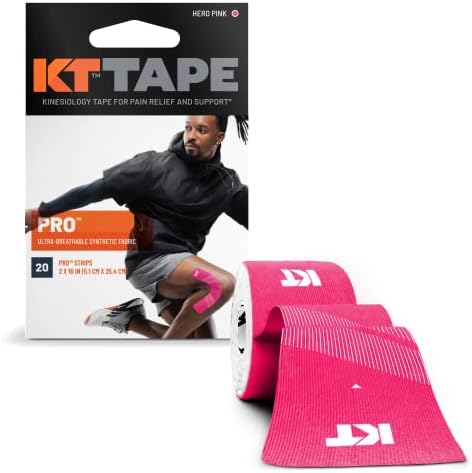 KT Tape, Pro Synthetic Kinesiology Athletic Tape, 20 Count, 10” Precut Strip