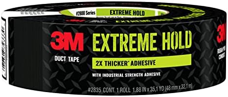 3M Extreme Hold Duct Tape, 1.88 Inches x 35 Yards, Black, Heavy-Duty, Double-Thick Adhesive, Waterproof Backing, Tough Repairs