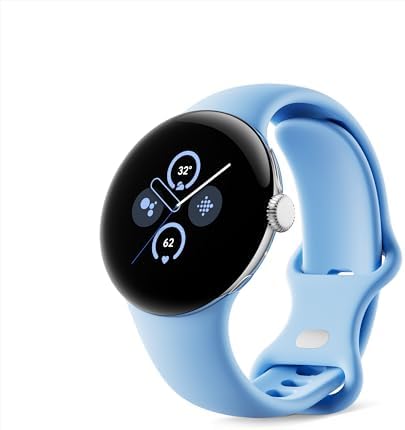 Google Pixel Watch 2 (Previous Model) with the Best of Fitbit - Heart Rate Tracking, Stress Management, Safety Features - Android Smartwatch - Polished Silver Aluminum Case - Bay Active Band - Wi-Fi