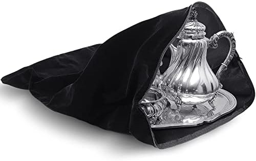 LEIFIDE Silver Storage Bags Oversized 24 x 30 Zipper Anti Tarnish Cloth Bag for Silver Storage, Tray, Jewelry, Flatware, Vase, Polishing Cloth for Tarnish Cleaning(Black)