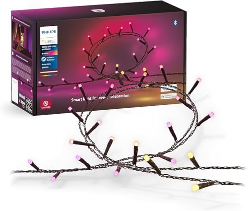 Philips Hue Indoor/Outdoor 65-Foot Festavia String Lights - 250 Mini Color Changing Smart LEDs - Weatherproof - Control with Hue App - Works with Alexa, Google Assistant and Apple HomeKit